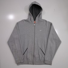 Vintage Nike Hoodie mens Medium full zip gray sweatshirt y2k mini swoosh 90s