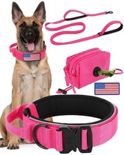 Dog Collar and Leash Set, 6-8 FT Bungee Leash, Heavy Duty 2 in Wide Collar fo...