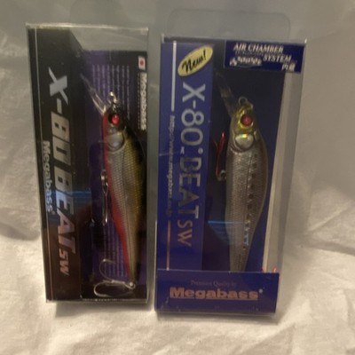 Megabass X-80 BEAT SW Saltwater Lure 80.5mm lot of 2, M Katakuchi RB, GG Iwashi