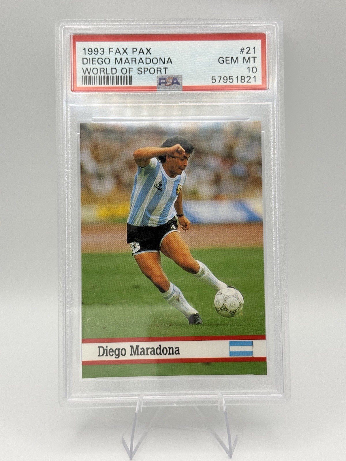Diego Maradona 1993 Fax Pax World of Sport #21 PSA 10 Gem Mint