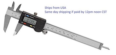 0-150 mm 6'' Digital Caliper Stainless Steel LCD w/ case & extra battery
