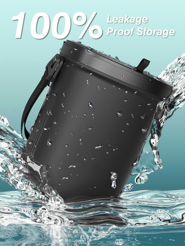 Leakproof Car Trash Can, 1.9 Gallon Soft Silicone Hanging Garbage Can with Li... - Picture 7 of 8