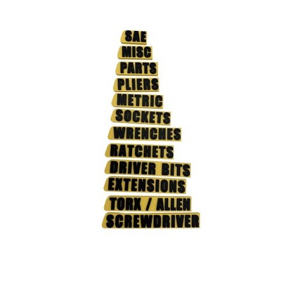 Tool Box Labels Drawer Organizer Set 3D Printed Raised Text Yellow