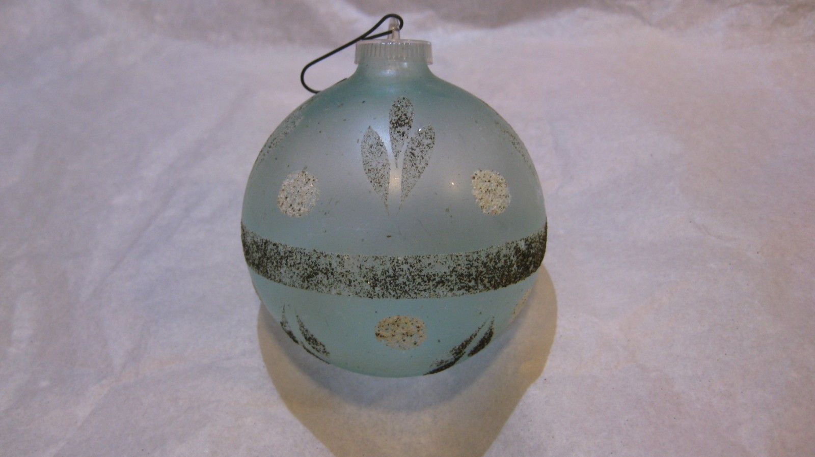 Vintage Christmas West Germany Unsilvered Glass Mica Ornament Pale Blue