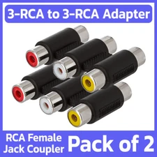 2 Pack 3 RCA to 3 RCA Coupler Adapter Composite Female to Female Cable Extender