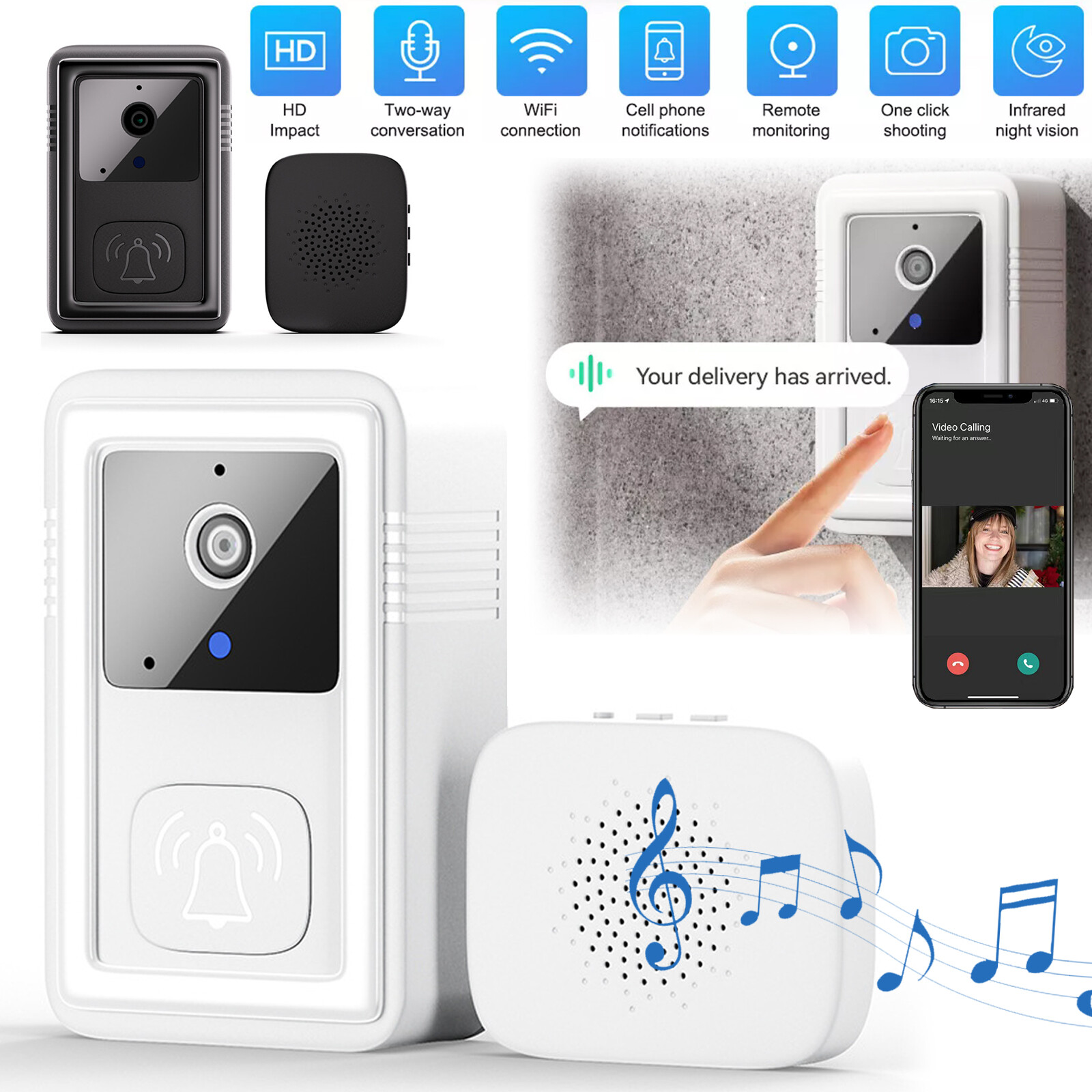 Wireless WiFi Doorbell Smart Security Intercom Phone Video Camera Ring Door Bell-image