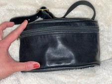 90 s Coach Vintage Black Leather Canteen Waist Belt Fanny Pack Made in USA