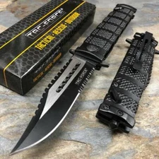 TAC FORCE Spring Assisted 8.5" TACTICAL FOLDING POCKET KNIFE HALF SERRATED BLADE