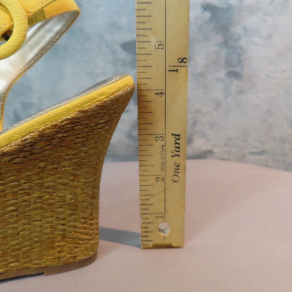 CHARLOTTE RUSSE Espadrille Sandals Womens 8 M Yellow Wedge Heels Platform Buckle - Image 4 of 4