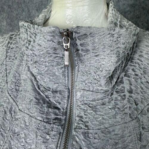 NWT JM Collection womens XL grey jacket zip up drawstring high neck snakeskin - Picture 3 of 20