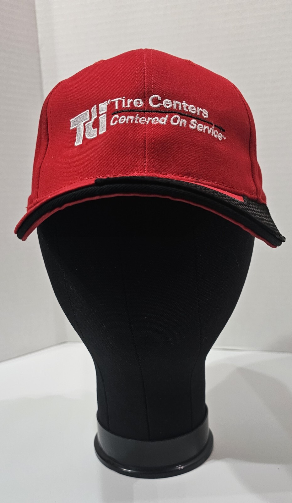 TCI Tire Centers Red Cap With Black Tire Texture On Bill Mens Adjustable READ