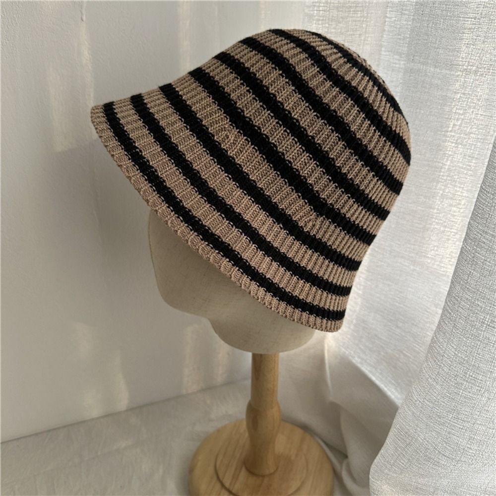 APL Cappello secchio righe bianche nere lavorato a maglia bacino cappello bambina