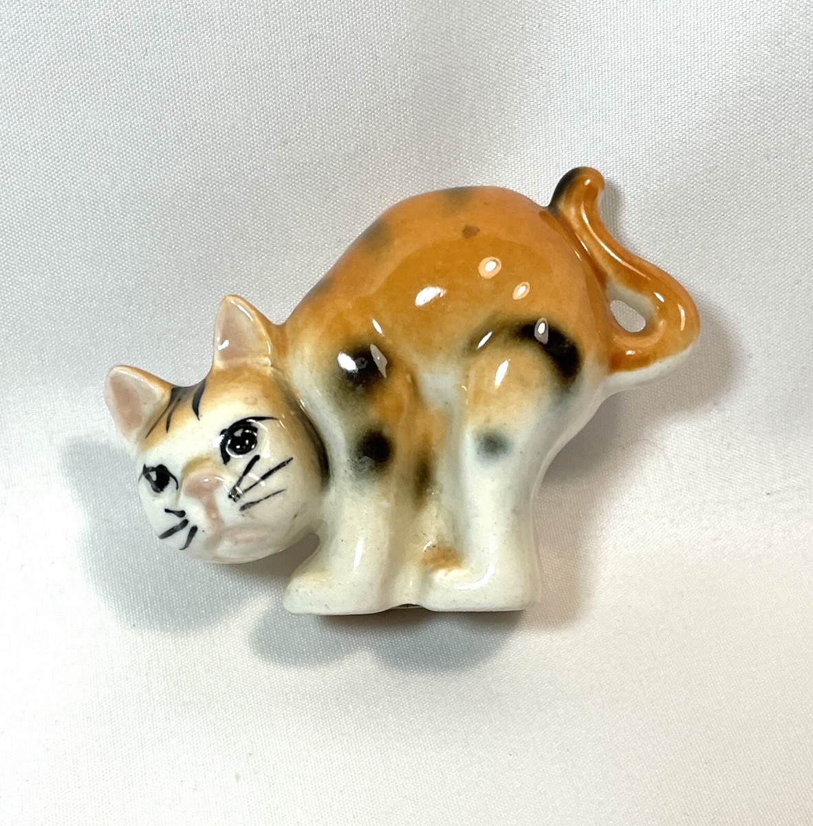 【受付243　tabby 様】陶器彫刻オーダー　確認用 Vintage Collectable Ceramic Orange Tabby Cat Kitten Stamped Japan