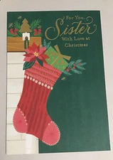 Merry Christmas Sister, With Love At Christmas 5.5”x8” Hallmark Greeting Card
