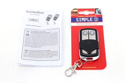 Superior Simple 2 Universal Fernbedienung Garagentor 2 Kanal 433,92 MHz SUPRF001