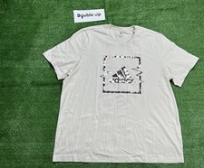 Adidas T-Shirt Men's XXL Bone Silver Foil BOS Graphic Cotton (HK6750) Gray