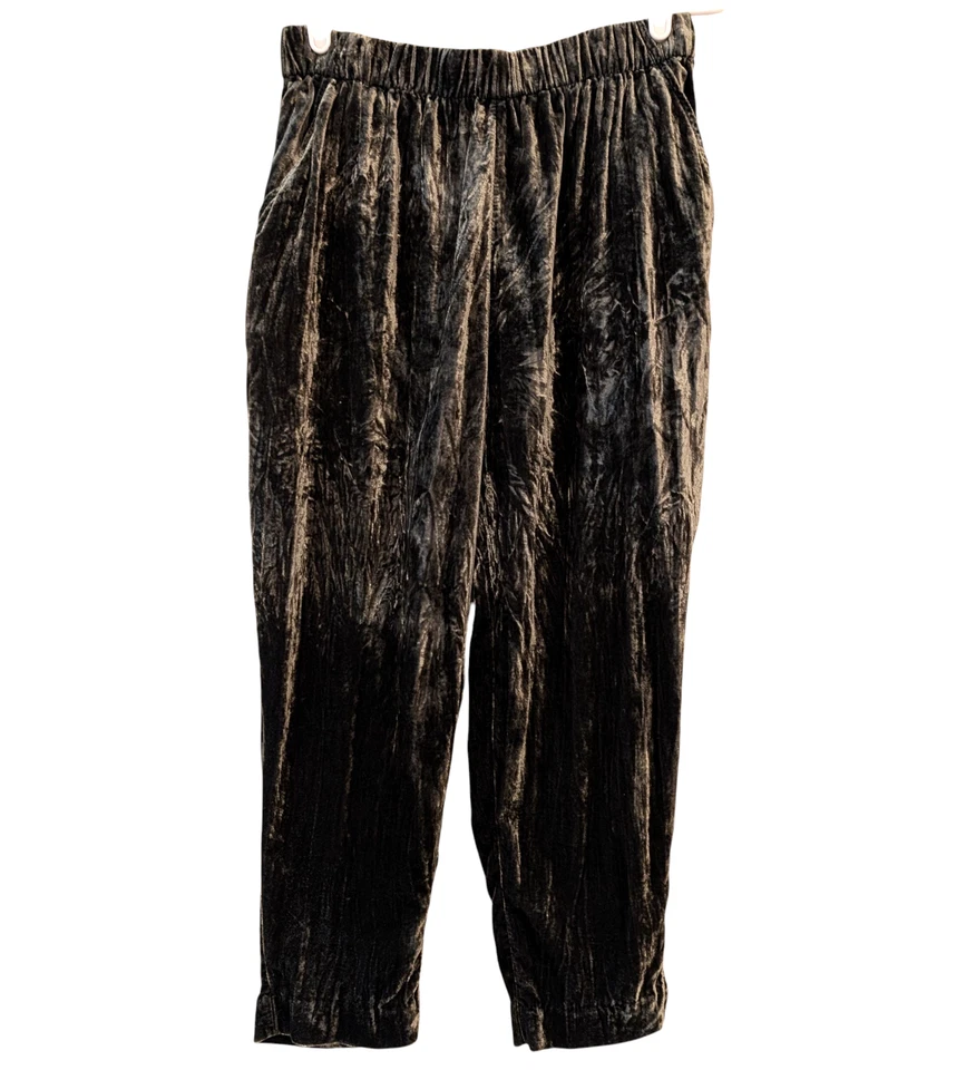 ETT:TWA Anthropologie Womens Sz PXS Kinley Green Crushed Velvet Pull On Pants