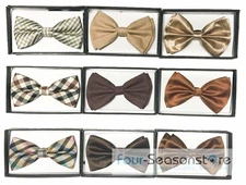 9 Style of Color Brown Tuxedo Men's Classic Style Polyester Wedding Bow Tie