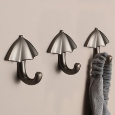 1pc Decorative Umbrella Design Wall Hook Zinc Alloy for Hanging Coat Hat Handbag