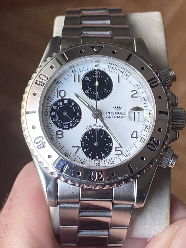 VINTAGE PRYNGEPS AUTOMATIC CHRONOGRAPH VALJOUX 7750 - SIMILAR TUDOR BIG BLOCK - Imagen 2 de 4