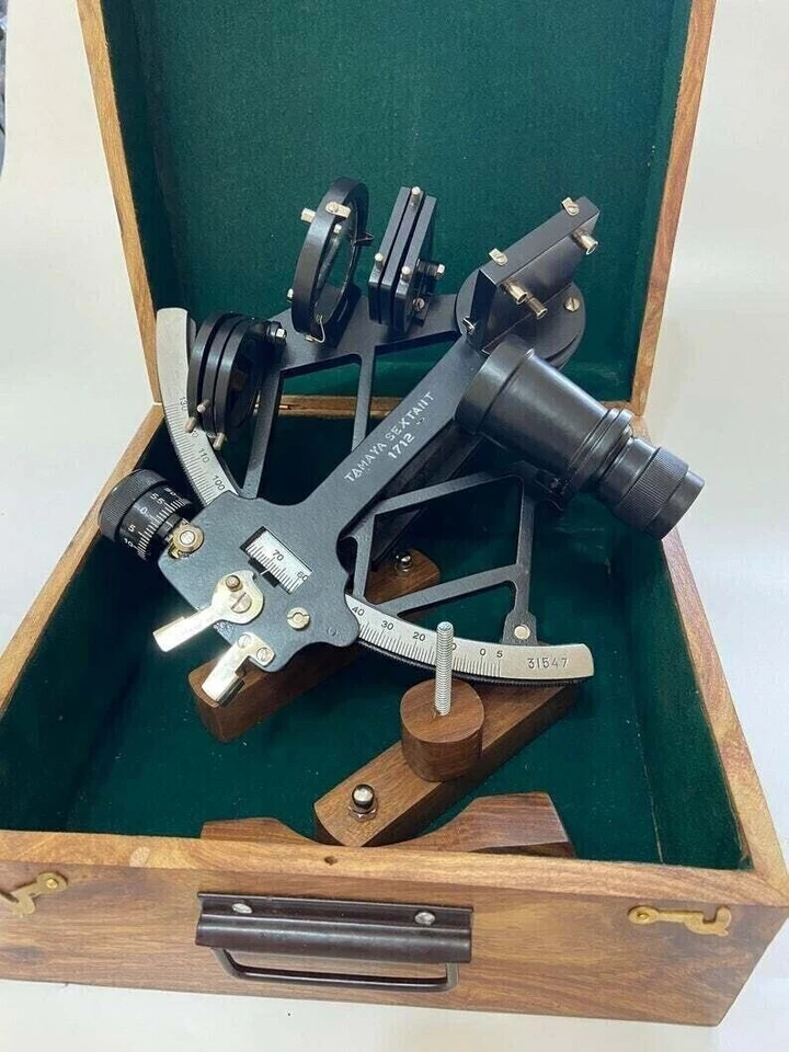 Nautical 9" Solid Aluminium  Tamaya Sextant With Wooden Box Working Navigational - Image 2 of 4