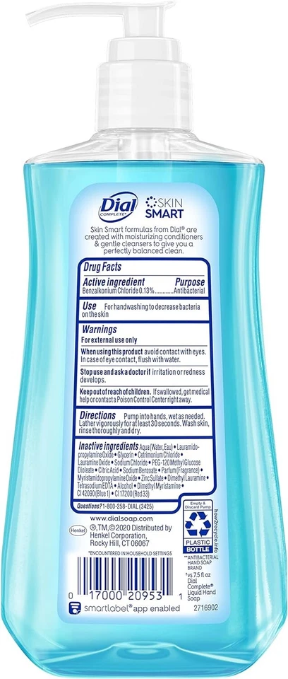 表盘完整抗菌液体手皂,泉水,11 液量盎司(4 件装) — 第 2/4 张图片