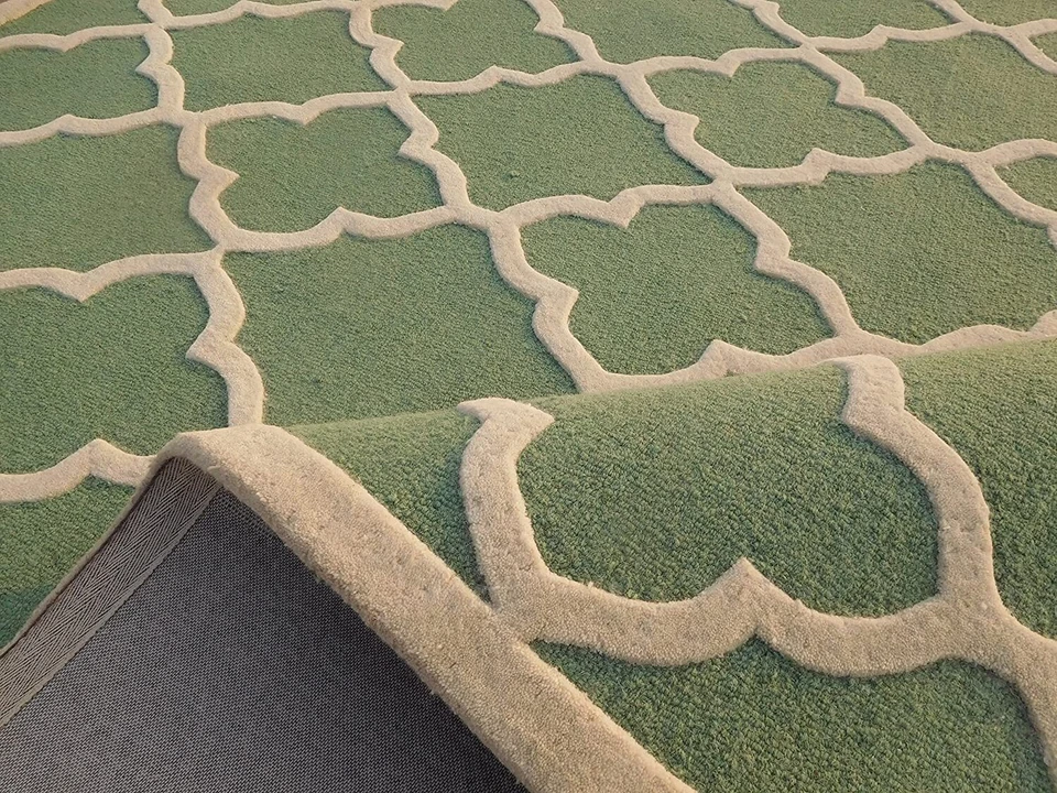 Alfombra y alfombra acolchada a mano súper suave verde beige para sala de estar dormitorio alfombras Foto 2 de 4