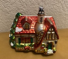 Department 56 Christmas Village House Ornament Hand Painted Mercury Blown Glass