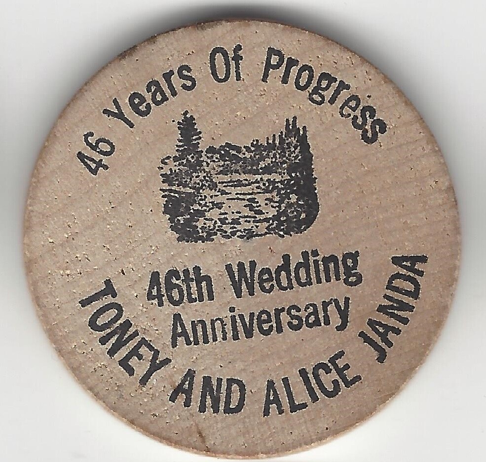 TONY and ALICE JANDA, 46th Wedding Anniversary Token, Indian Head Wooden  Nickel | eBay