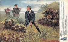 POSTCARD  COMIC  - GOLF THEME - " PUNCH "  - JONES - HOLE IN FOUR   -  TUCK
