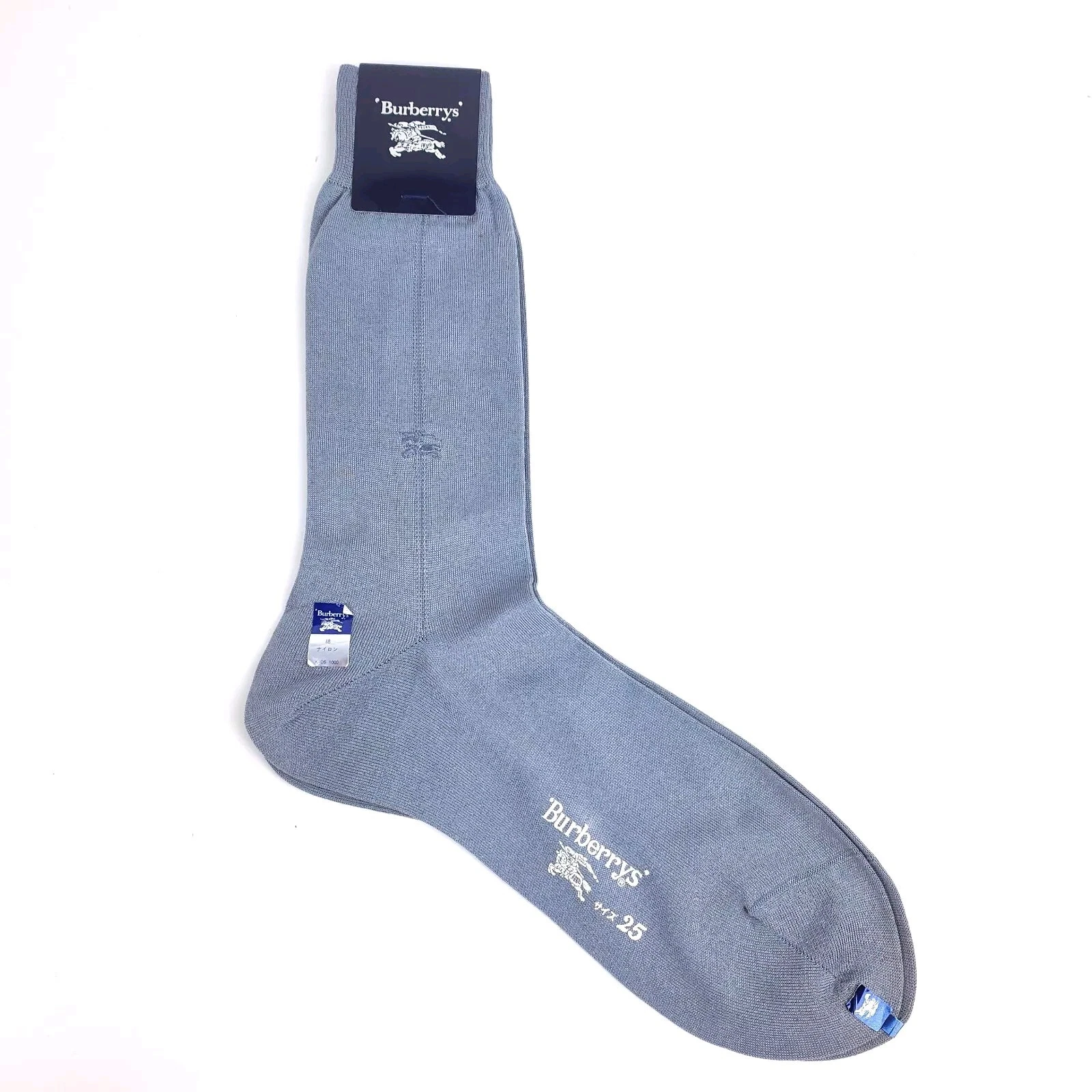 Calze Burberry's Japan Vintage anni 90 Autentiche Taglia 25 (UK 8) Grigio Nuove con etichette