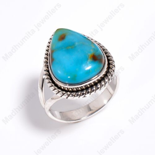 Irani Turquoise Ring 925 Sterling Silver Statement Blue Arizona Ring For Women - Picture 3 of 5