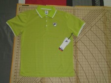 MENS SMALL FITTED BRIGHT GREEN/WHITE ACCENTS FILA POLO SHIRT - NWT
