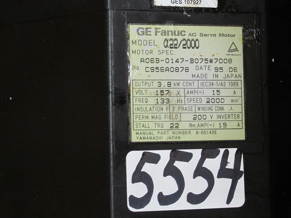 Ge/ Fanuc Servo Motor - A06B-0147-B075#7008 6 Mo Warranty - Изображение 2 из 2