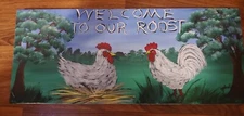 Farmhouse Wood Board HAND PAINTED ROOSTER WALL HANGING ART Rustic