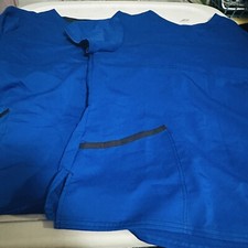 2 Womens Medium Electric Blue Scrub Top V Neck Scrubstar 2 Pack 