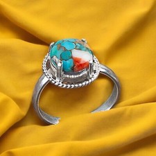 Natural Spiny Oyster Turquoise Gemstone 925 Sterling Silver Ring All Size DA