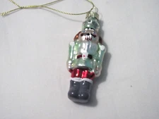 NWOT 3" TALL GLASS NUTCRACKER ORNAMENT (W/ GREEN COAT)
