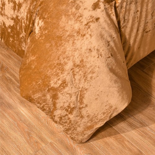 Luxurious Distressed Velvet Comforter Set, 5pc Queen in Gold Caramel Elegance - Picture 8 of 8