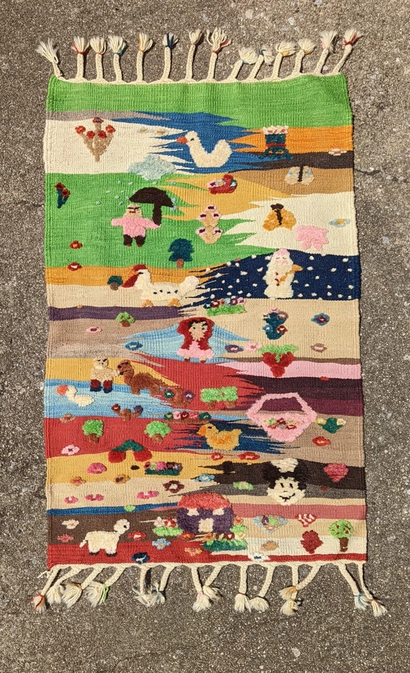 Hand Woven Natural Dye Folk Art Kilim from Turkey - Image 2 of 4