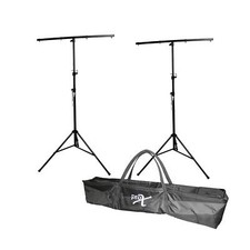 ProX Portable 9FT DJ Lighting Stand Pair w T-Bars  Carry Case