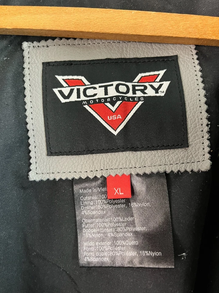 Chaqueta de moto Victory USA de cuero genuino para mujer XL motociclista blanca negra acolchada Foto 3 de 4