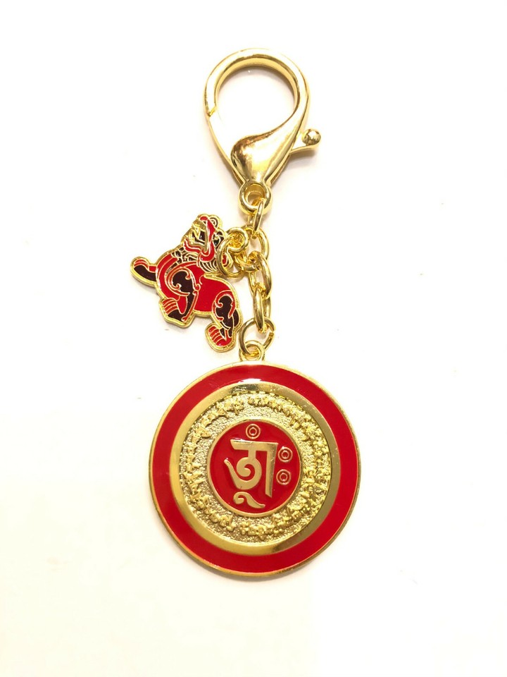 Portachiavi Rotondo Tibetano Feng Shui Dakini Wealth Pi Yao/Pi Xiu - Talismano Portafortuna Rosso, 10,7x4 Cm