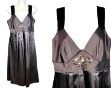 SIMPLY VERA Woman's GUNSMOKE GREY Fitted Side Zip Shimmery STRETCH size 10