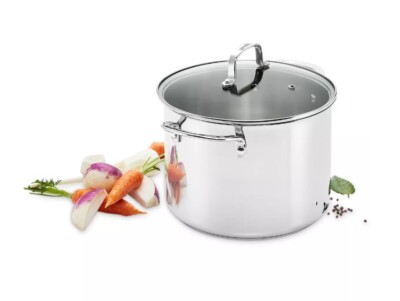 THE CELLAR Stainless Steel 8-Qt. Covered Stockpot with Lid New in Box