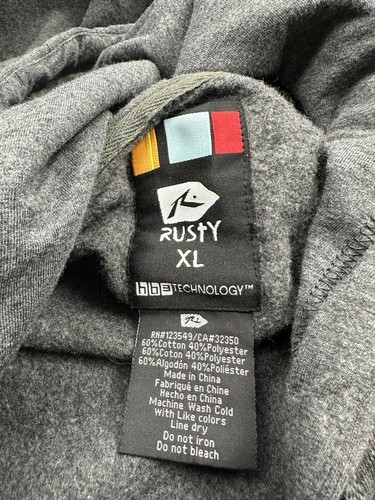 Rusty Men’s Hoodie “boobies Are So Rad” Y2K Gray Graphic Front Bird Size XL - Picture 4 of 4