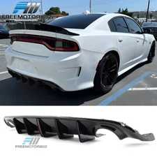 Fits 15-23 Dodge Charger IKON V3 Style Gloss Black Rear Lip Diffuser w/ Light