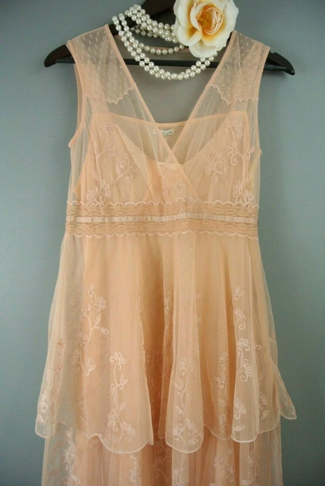 Nataya Dress S Blush Peach color Cocktail Prom Gatsby Party NWT Knee lengt#AL236 - Image 3 of 4