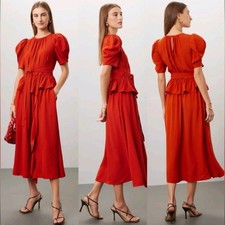 Ulla Johnson Marion Ruffle Peplum Orange Midi Dress| Size 4