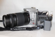 Canon EOS 400D XTi DSLR Camera 75-300mm Lens Kit Battery Charger Black